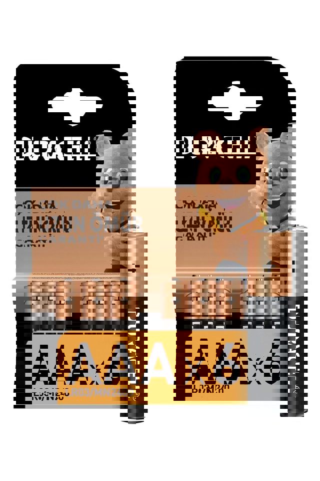 Duracell 1,5V 6’lı Paket Alkalin AAA İnce Kalem Pil