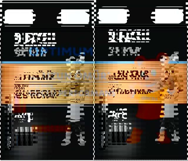 Duracell 8'li Paket AAA Optimum İnce Kalem Pil